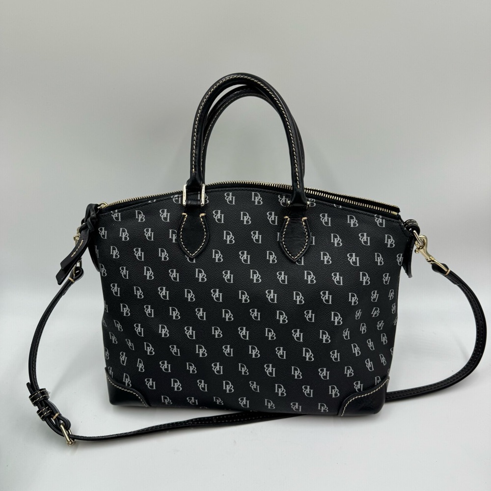 Dooney & Bourke Black and White Monogram Satchel - Picture 3 of 10